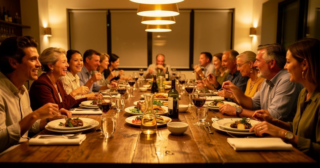 Grande tablée pour une soirée de groupe au restaurant